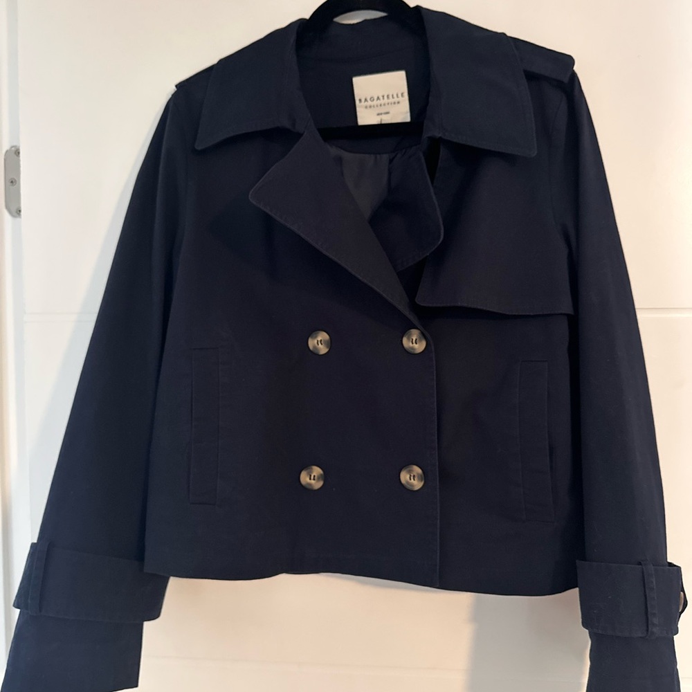 Bagatelle Navy Double-Breasted Trench Coat
